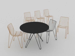 Sedie e tavolo in filo metallico Modello 3D