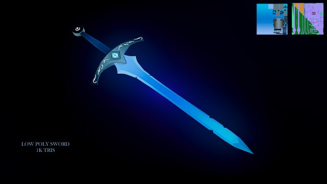 Sword Low Poly 3D Модель .c4d .max .obj .3ds .fbx .stl .blend 