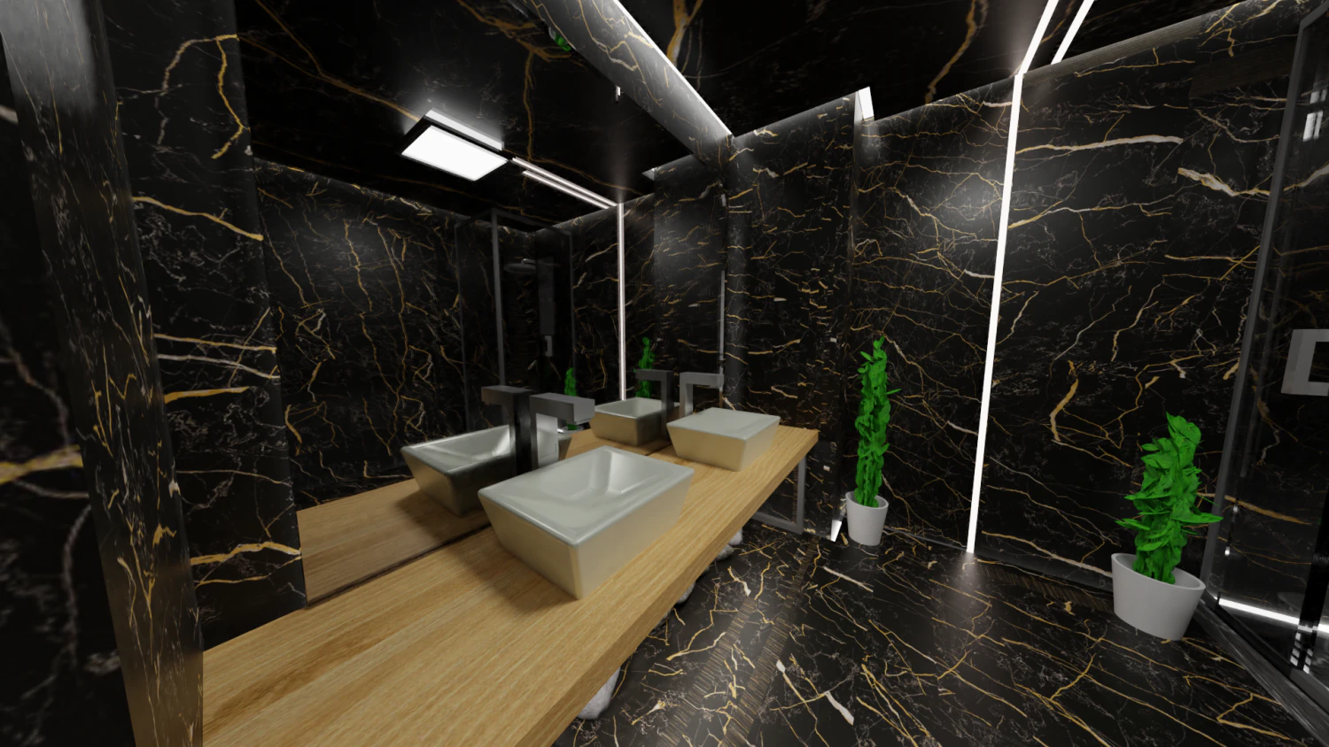 Dark bathroom 3D Model .c4d .max .obj .3ds .fbx .stl .blend 