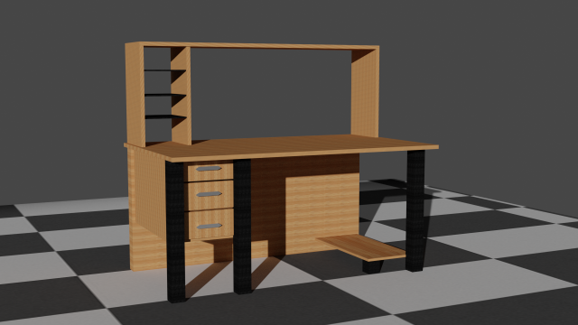 Computer desk Model 3D .c4d .max .obj .3ds .fbx .stl .blend 