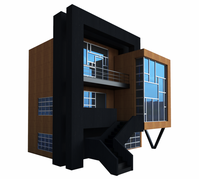 Modern exterior Model 3D .c4d .max .obj .3ds .fbx .stl .blend 