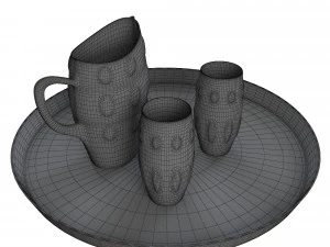 Pitcher and glass 02 3D Model
