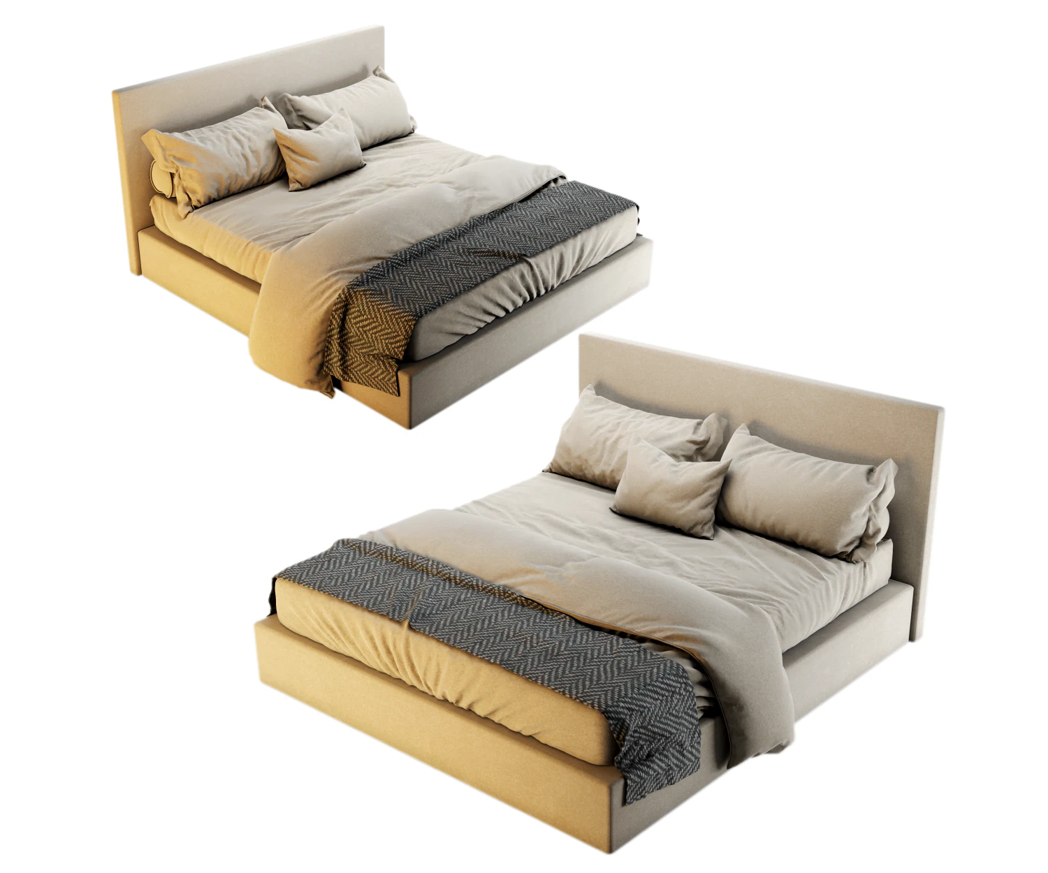 Bed 01 3D Model .c4d .max .obj .3ds .fbx .stl .blend 