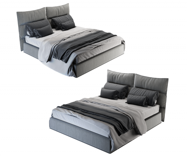 Bed 02 3D 모델 .c4d .max .obj .3ds .fbx .stl .blend 