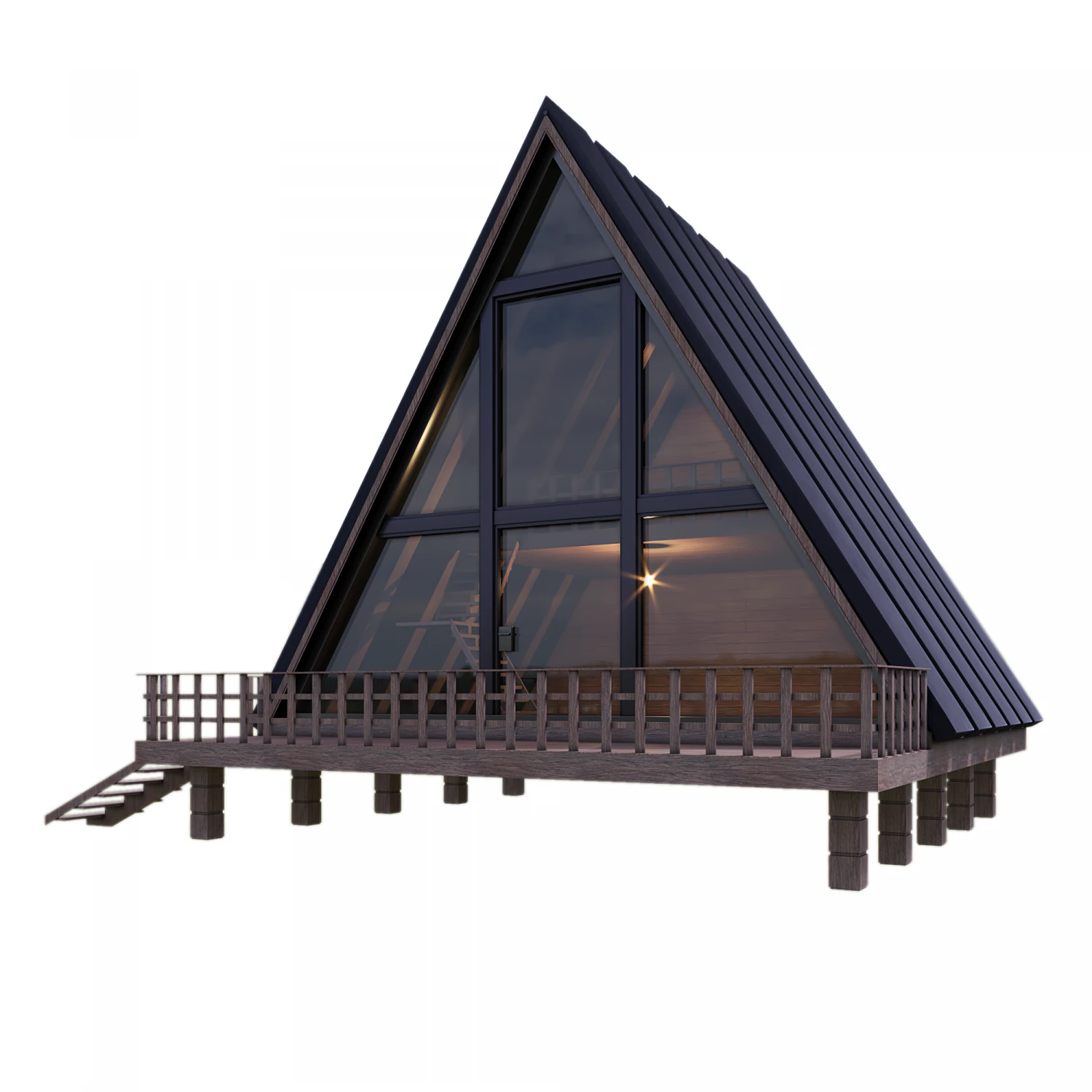 A frame House 3D Model .c4d .max .obj .3ds .fbx .stl .blend
