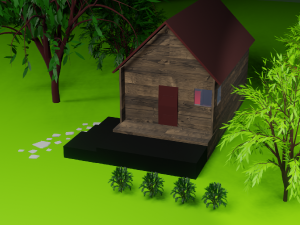 Low poly willage 3D Модель