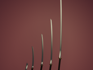Katana Variants Five Variations Tanto-Odachi 3D Model