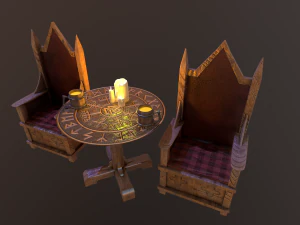 Tafel en stoelen 3D Model