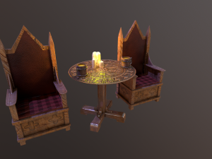 Table and chairs 3Dモデル