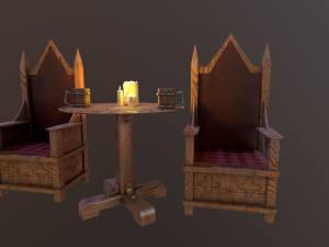 Table and chairs 3Dモデル