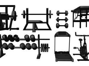 Gym Machines Collection 3D Model