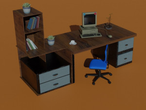 Office desk of the nineties 3D 模型