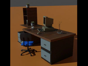 Office desk of the nineties 3D Model