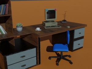 Office desk of the nineties 3D-Modell