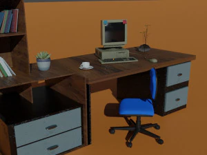 Office desk of the nineties 3D Model