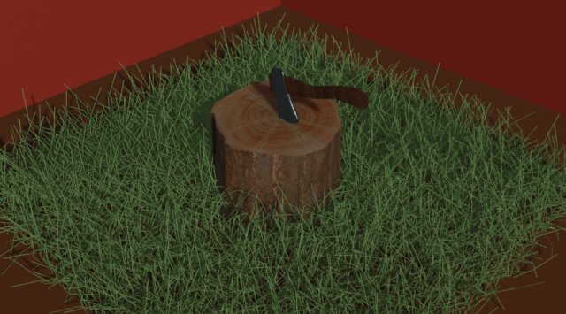 Axe in the stump 3D 模型 .c4d .max .obj .3ds .fbx .stl .blend 