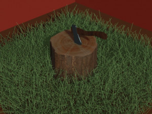 Axe in the stump 3D 模型
