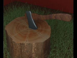 Axe in the stump 3D 模型