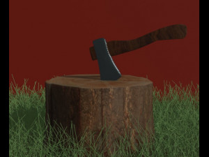 Axe in the stump 3D 模型