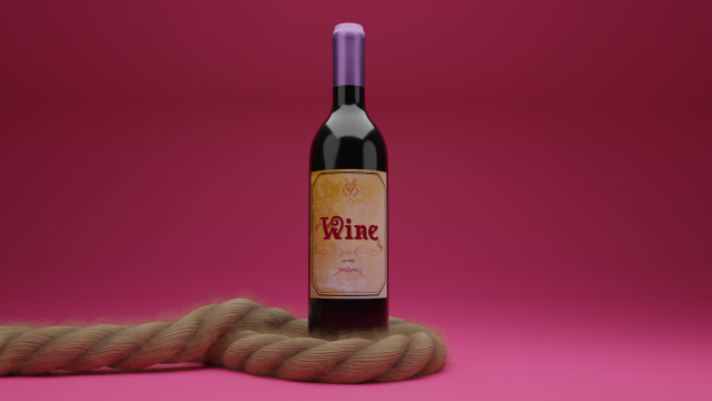 Wine bottle with rope 3D Модель .c4d .max .obj .3ds .fbx .stl .blend