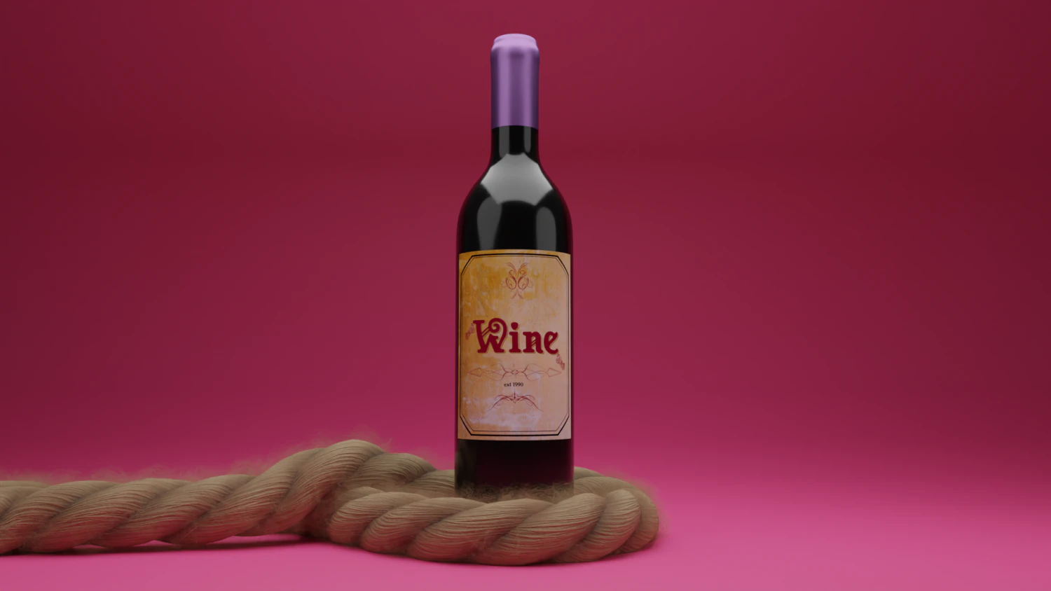 Wine bottle with rope 3D Model .c4d .max .obj .3ds .fbx .stl .blend