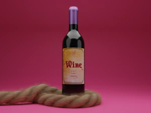 Botol anggur dengan tali Model 3D