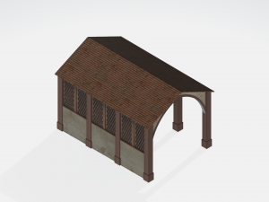 Old italian brick shed 3d obj 3D Model