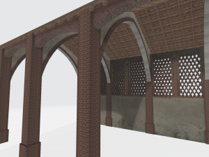 Old italian brick shed 3d obj 3D Model