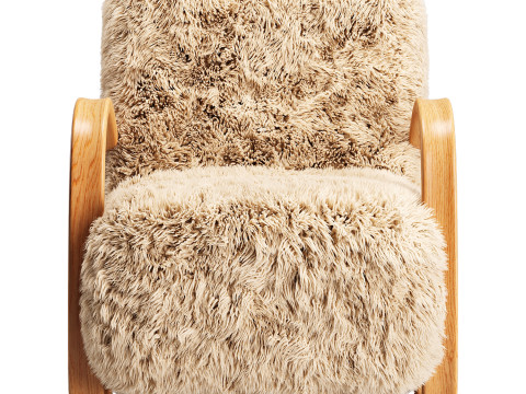 Jindrich Halabala Lounge Chairs in Brown Tibetan Lambswool Modelo 3D