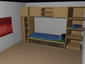 Bed and wardrobes Modelo 3D