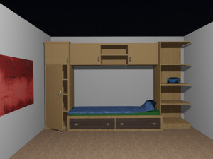 Bed and wardrobes Modelo 3D