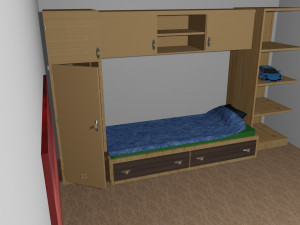 Bed and wardrobes Modelo 3D