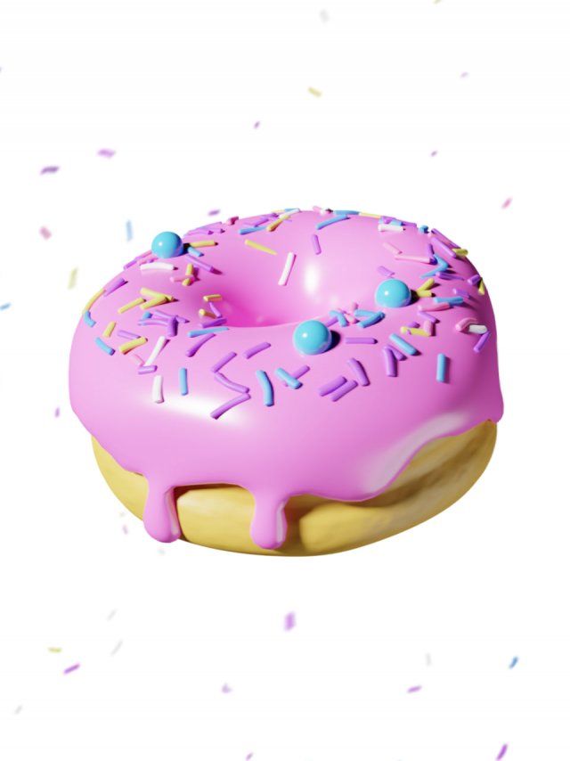 Realistic Pink Donut 3D Model .c4d .max .obj .3ds .fbx .stl .blend