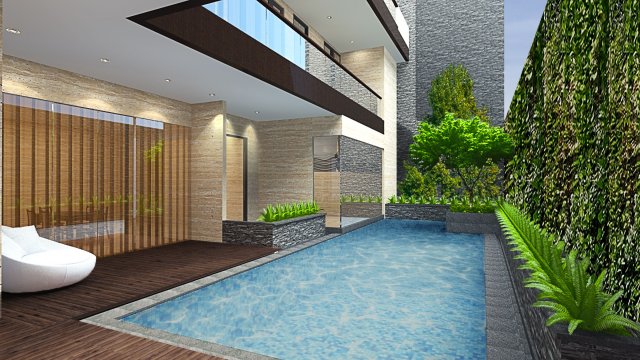 Modern Swimming Pool 3D Visualization 3D Swimming Pool Design CG Textures .c4d .max .obj .3ds .fbx .stl .blend 