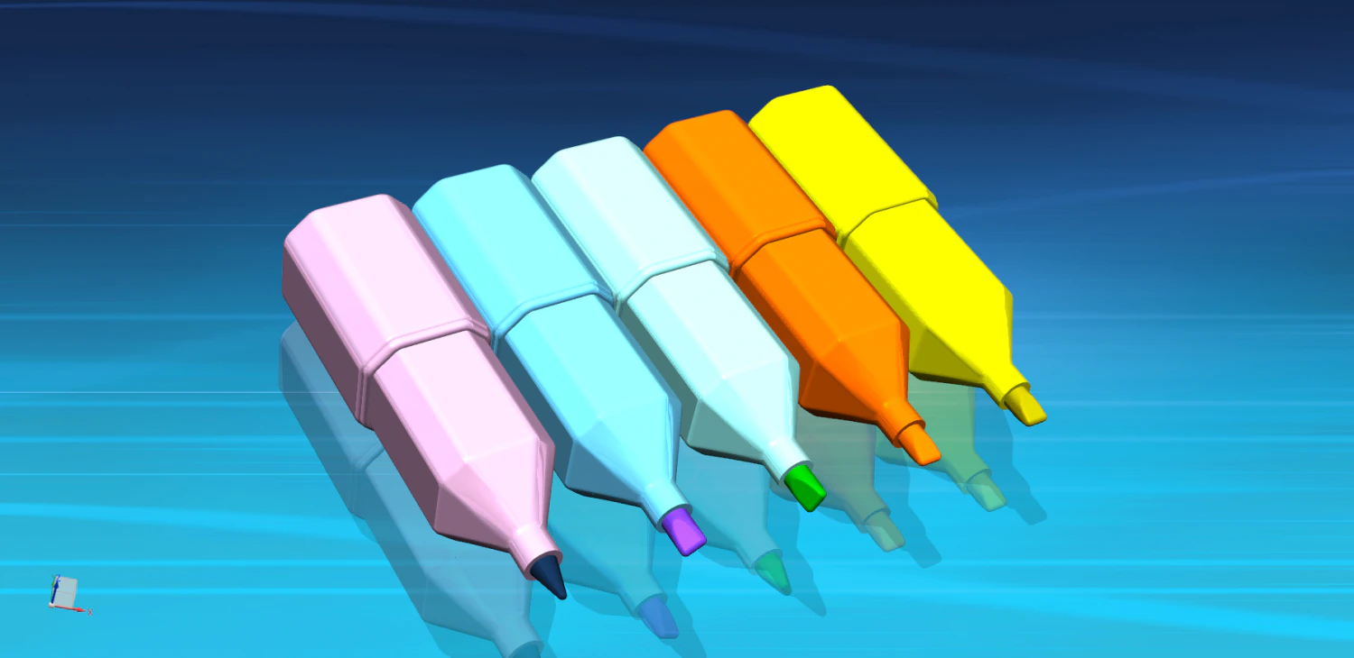 Bottle Highlighter Marker Pens components 3D Model .c4d .max .obj .3ds .fbx .stl .blend 