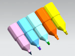 Bottle Highlighter Marker Pens components 3D Model