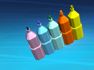 Bottle Highlighter Marker Pens components 3D Model