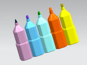Bottle Highlighter Marker Pens components 3D Model