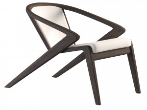 Solid wood lounge chair 3D Model