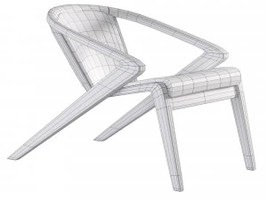 Solid wood lounge chair 3D Model