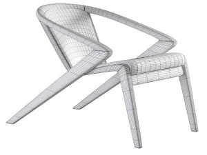Solid wood lounge chair 3D Model
