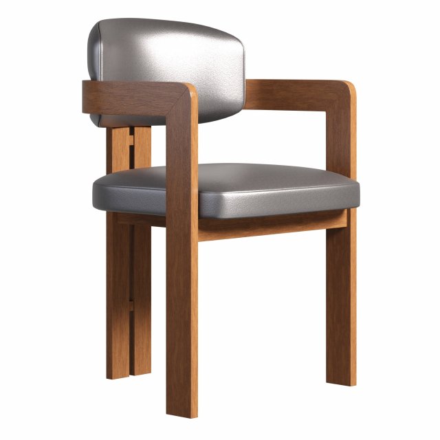 Curved Walnut Chair 3D Model .c4d .max .obj .3ds .fbx .stl .blend 