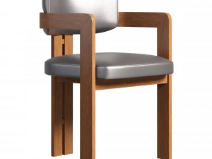 湾曲したウォールナットチェア 3Dモデル