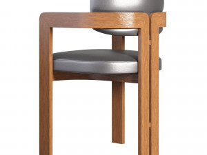 Curved Walnut Chair 3D Model