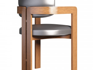 Curved Walnut Chair 3D Model