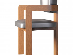 Curved Walnut Chair 3D Model