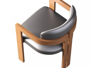 Curved Walnut Chair 3D Model