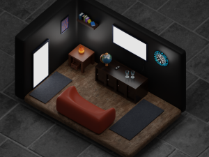 Isometric Living Room 3D Model
