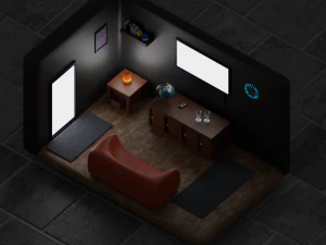 Isometric Living Room 3D Model