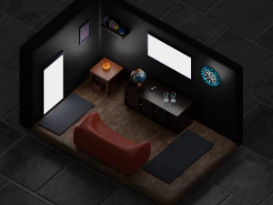 Isometric Living Room 3D Model